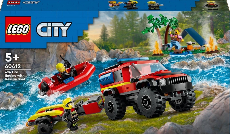 LEGO City 60412 Hasičské auto 4x4 a záchranný čln